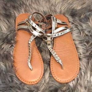 Strappy gold sandals